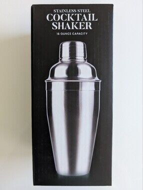 18/8 Stainless Steel Cocktail Shaker - Silver 18oz - New